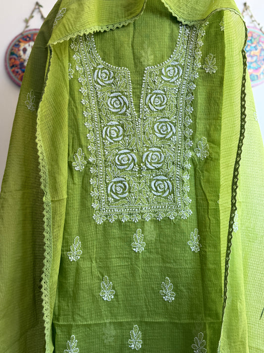 Lucknowi Chikankari Kota Doria Suit Set