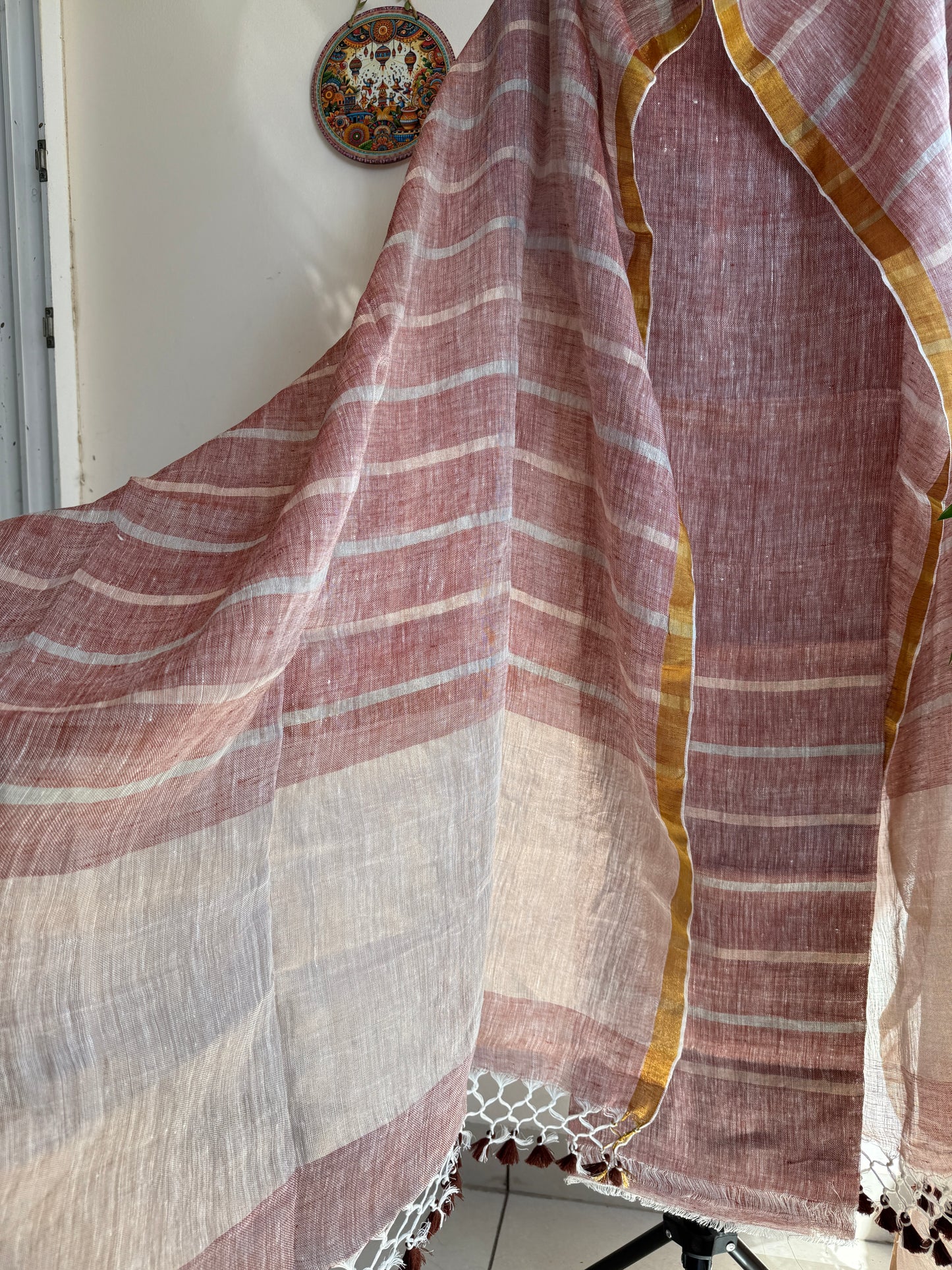Jamdani- ✨ Pure Linen Jamdani Weaving Kurta & Dupatta Set ✨