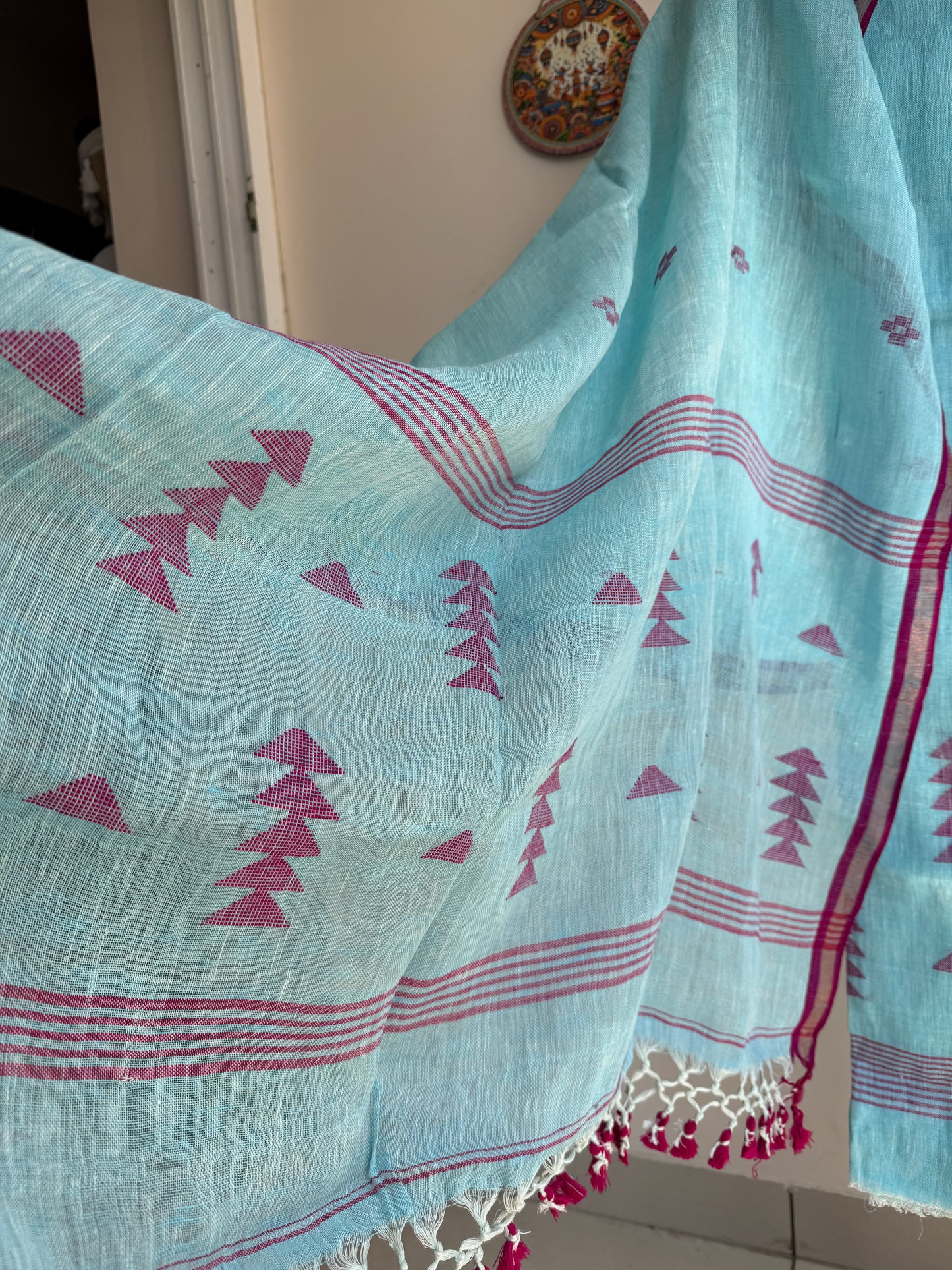 Jamdani- ✨ Pure Linen Jamdani Weaving Kurta & Dupatta Set ✨