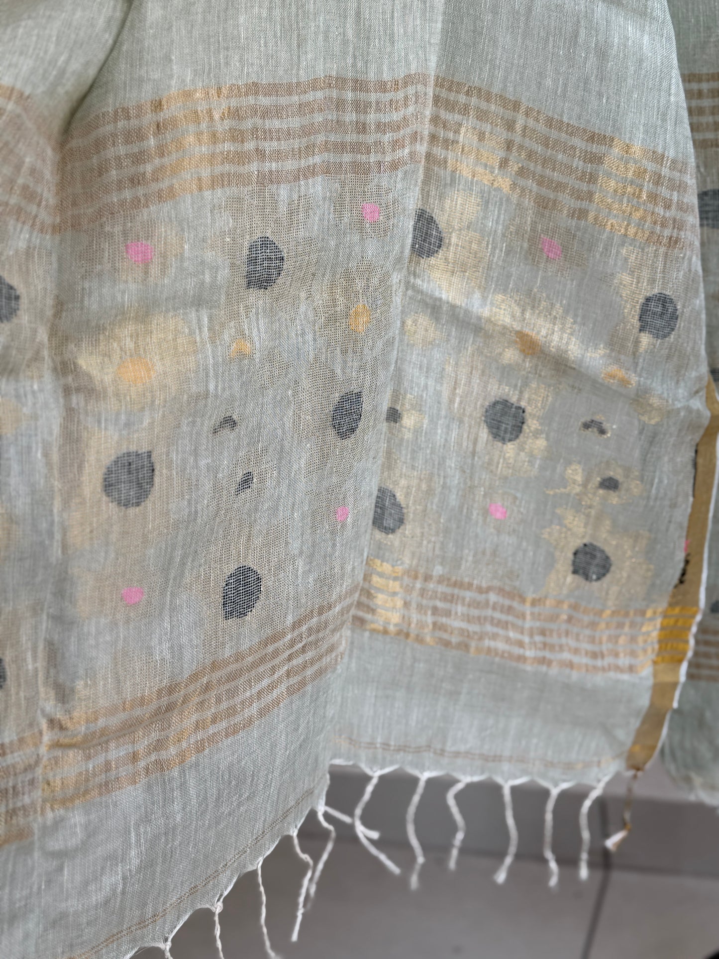 Jamdani- ✨ Pure Linen Jamdani Weaving Kurta & Dupatta Set ✨