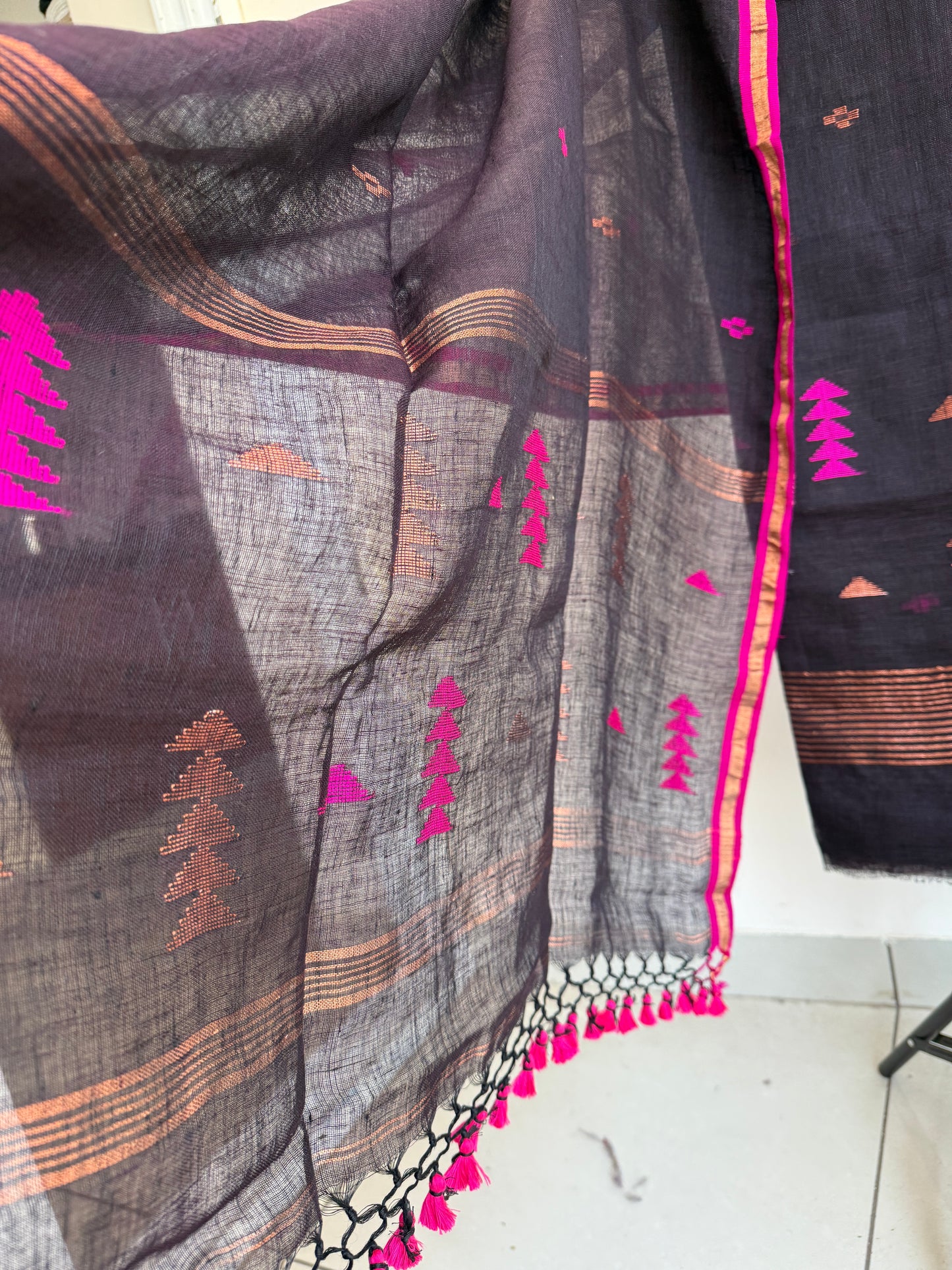 Jamdani- ✨ Pure Linen Jamdani Weaving Kurta & Dupatta Set ✨