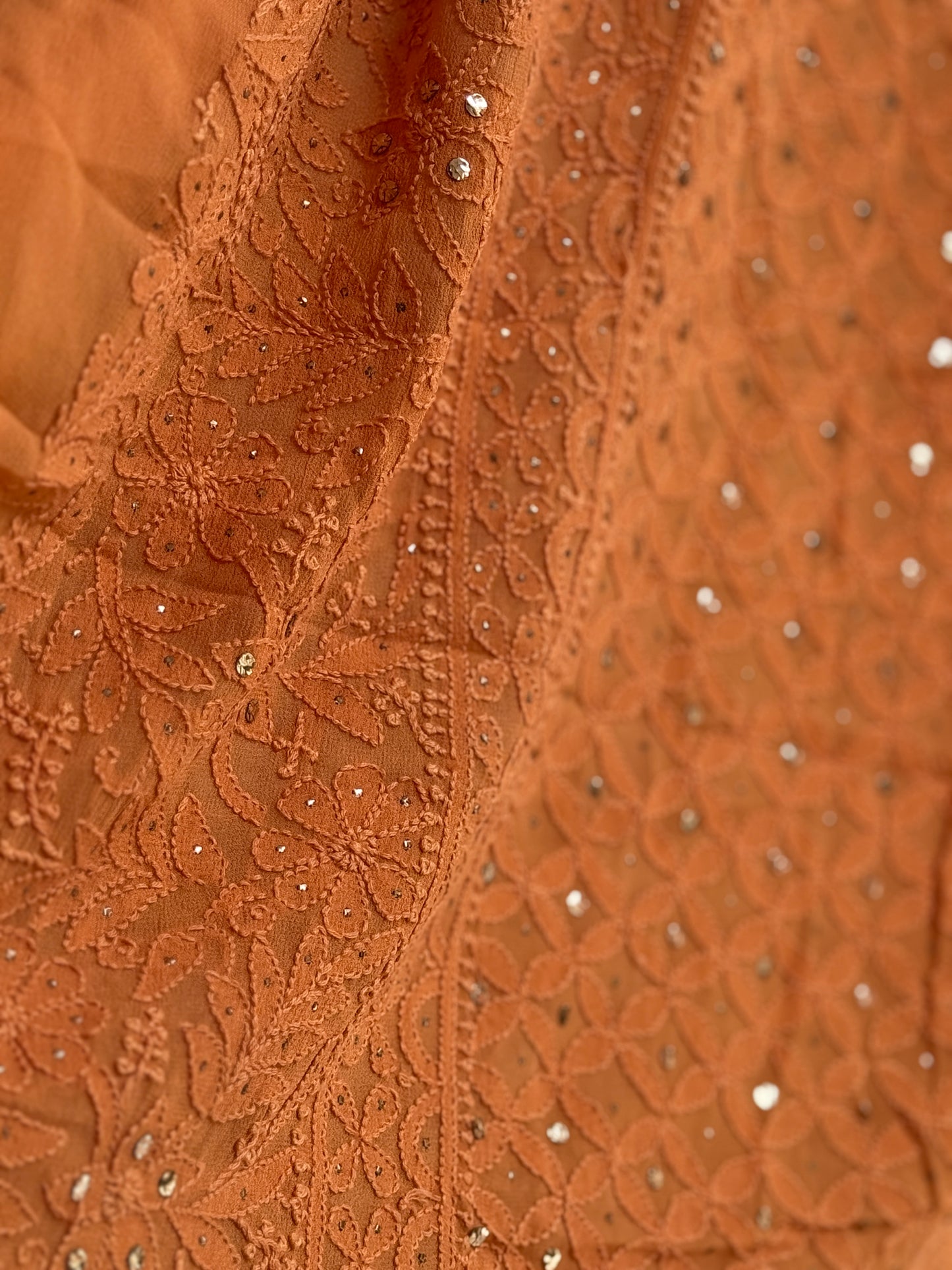 Lucknowi Chikankari in Georgette with add on of Mukaish Work