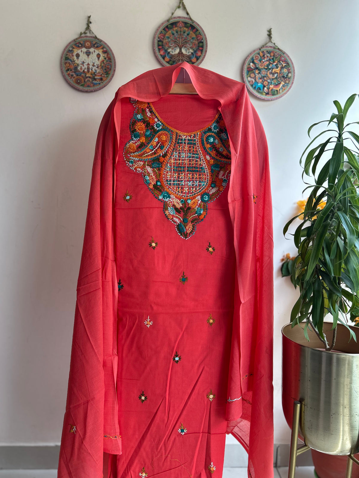 Bengal Handloom – Knot Work and Parsi Work Pure Cotton Embroidered Suit Set