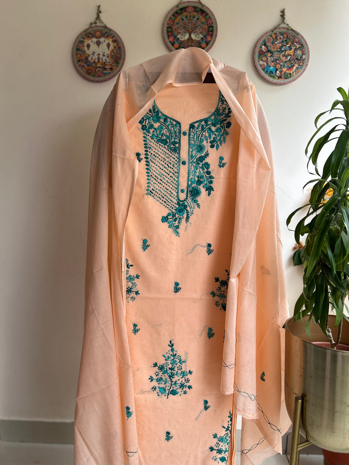 Bengal Handloom – Knot Work and Parsi Work Pure Cotton Embroidered Suit Set