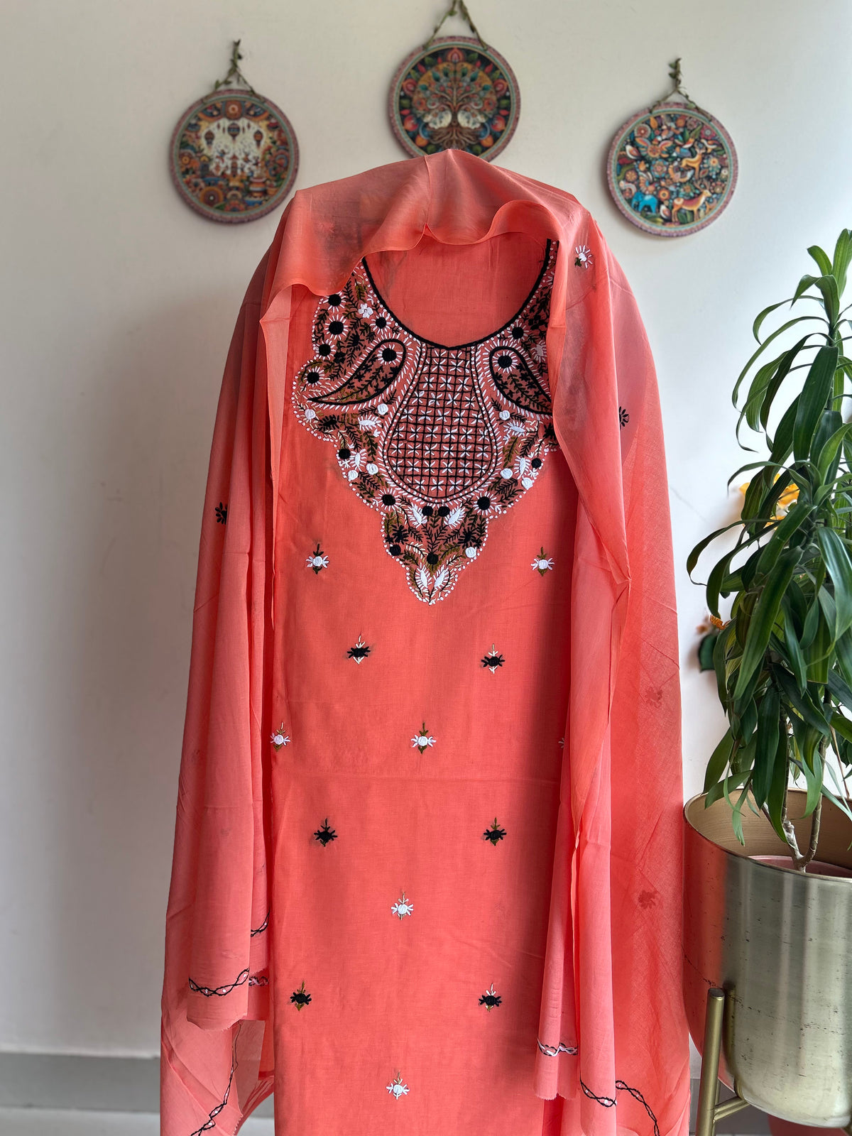 Bengal Handloom – Knot Work and Parsi Work Pure Cotton Embroidered Suit Set