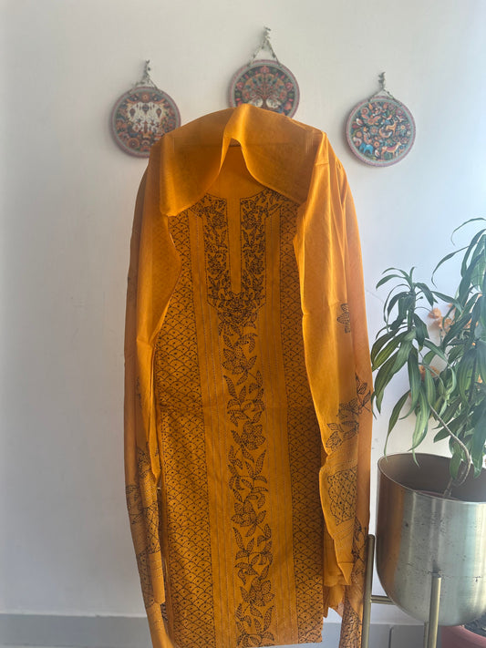 Bengal Handloom Kantha Stitch Pure Cotton Embroidered Suit Set