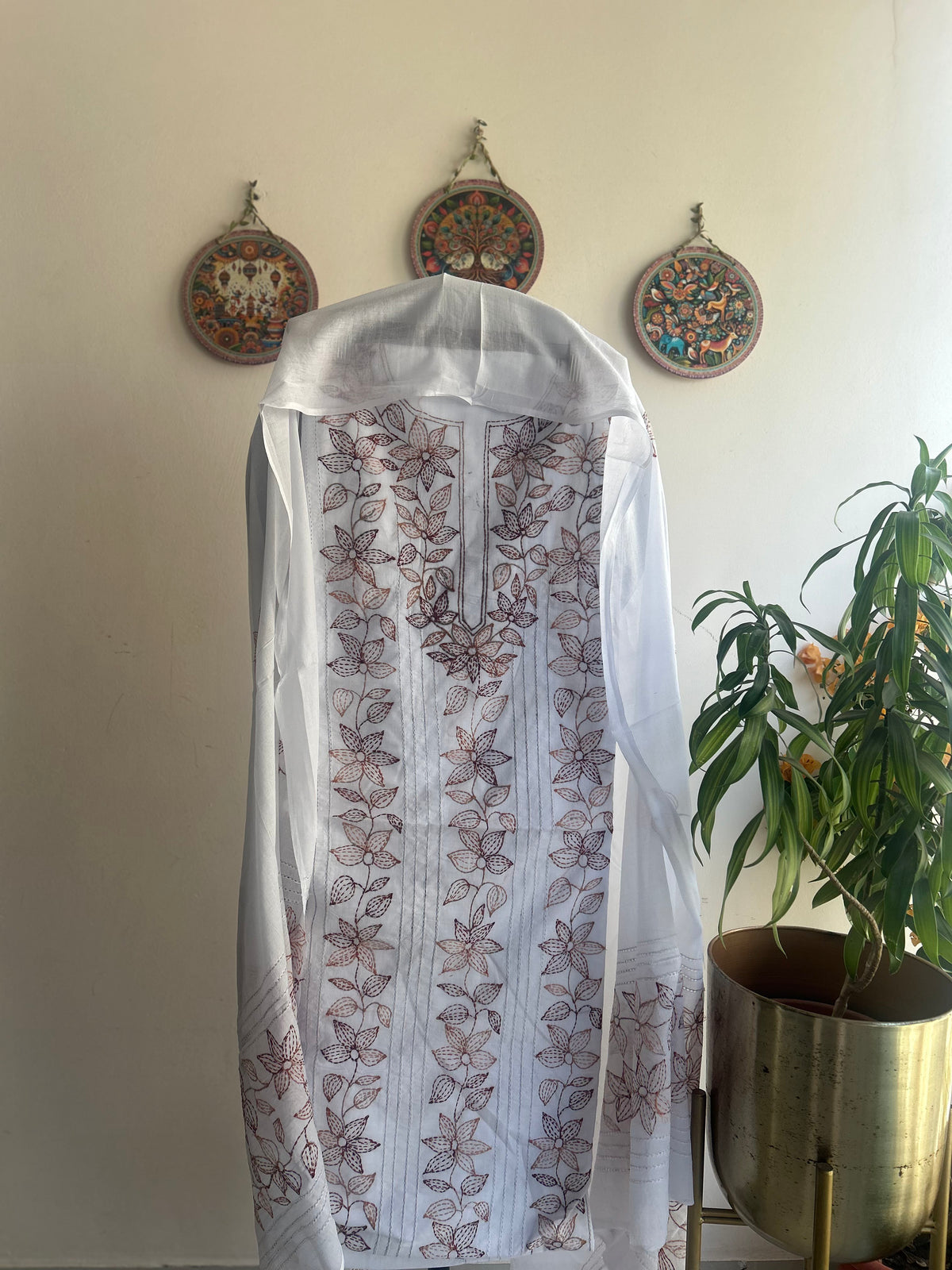 Bengal Handloom Kantha Stitch Pure Cotton Embroidered Suit Set