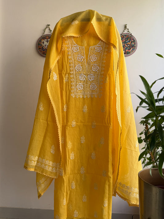 Lucknowi Chikankari Kota Doria Suit Set