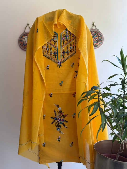 Bengal Handloom – Parsi Work and Knot Work Pure Cotton Embroidered Suit Set