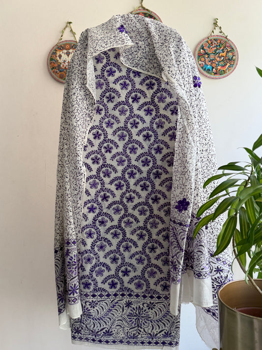 Bengal Handloom- Hand Block Printed Pure Cotton Embroided Suit Set
