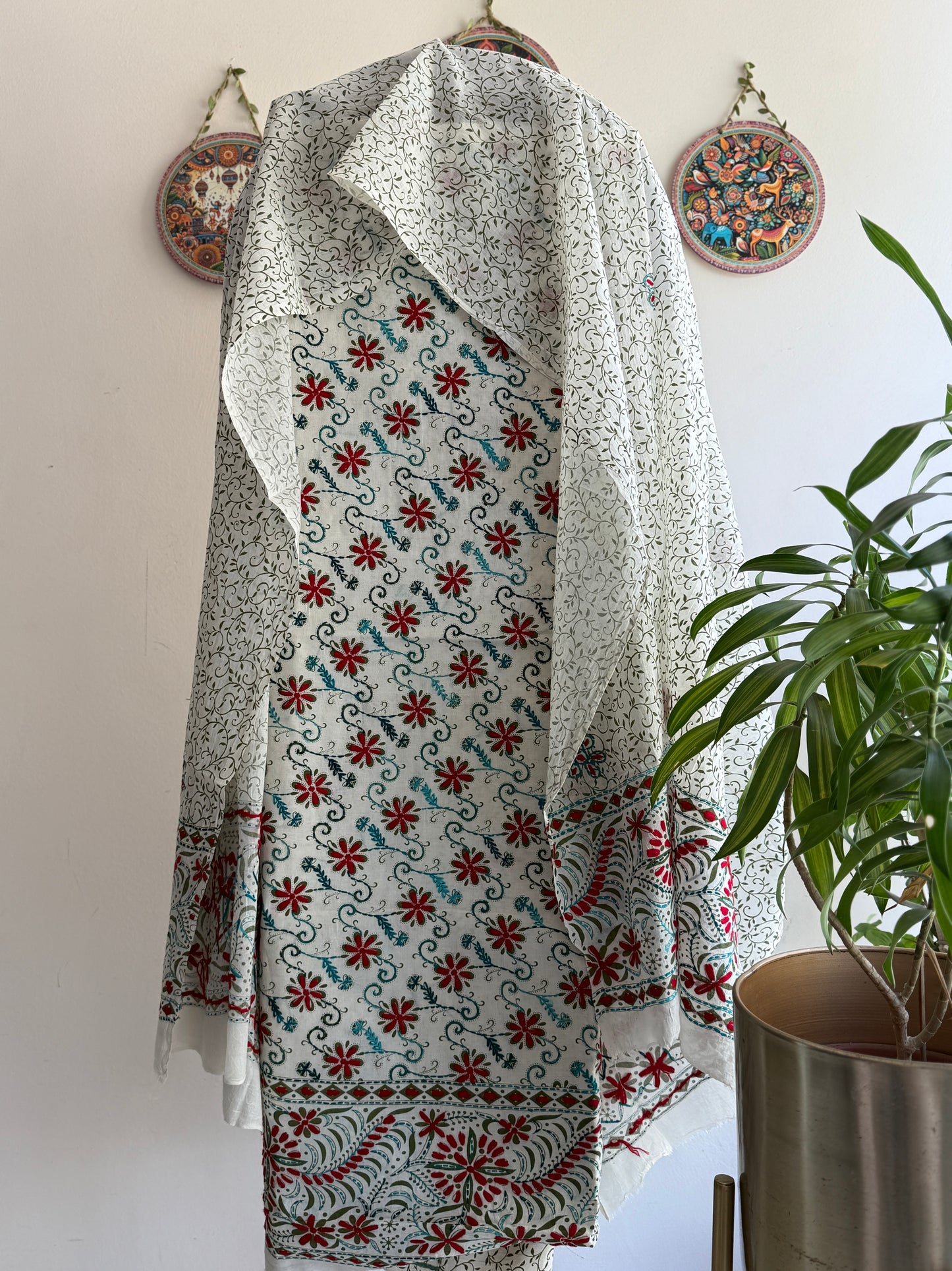 Bengal Handloom- Hand Block Printed Pure Cotton Embroided Suit Set