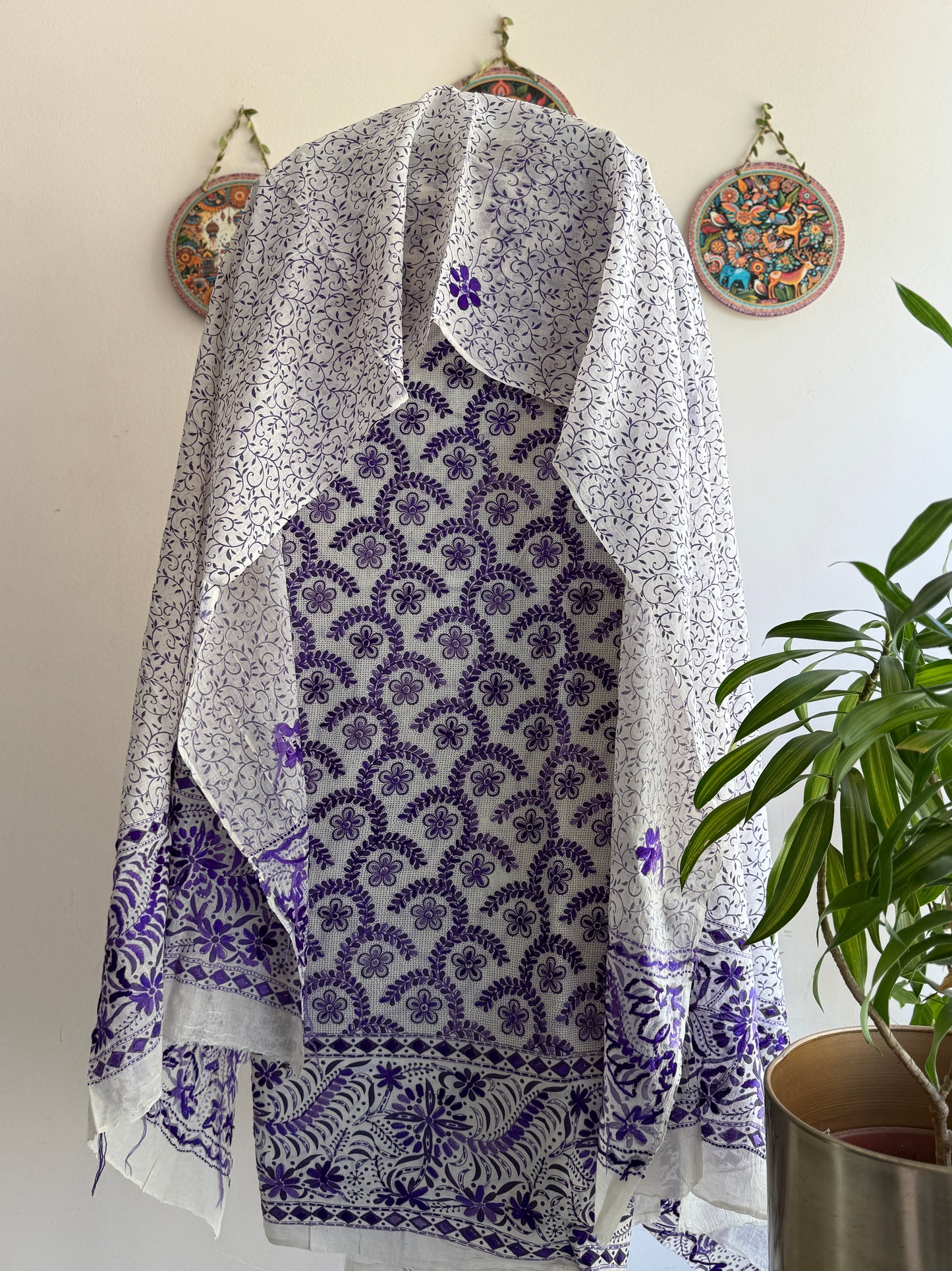 Bengal Handloom- Hand Block Printed Pure Cotton Embroided Suit Set