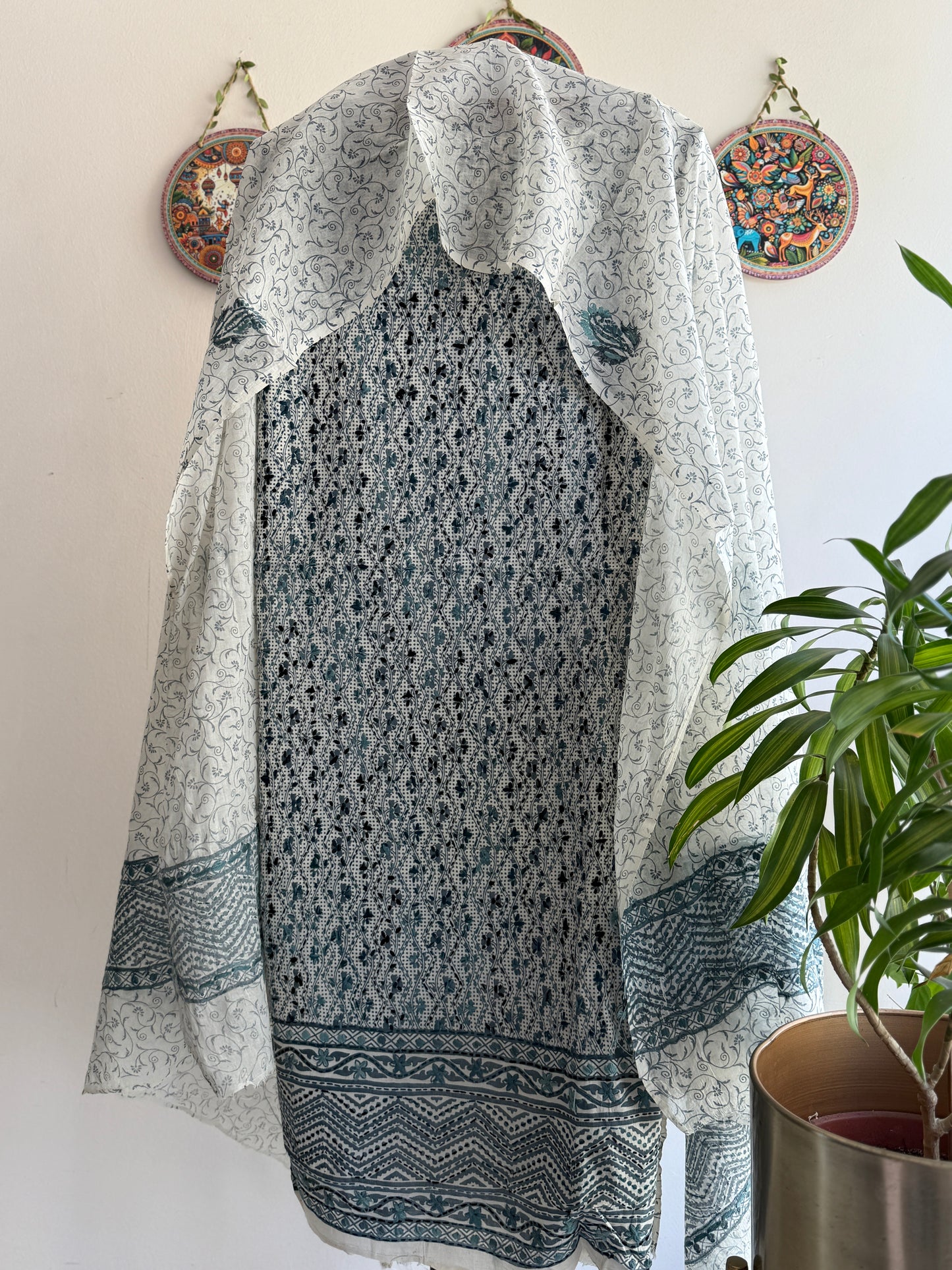Bengal Handloom- Hand Block Printed Pure Cotton Embroided Suit Set