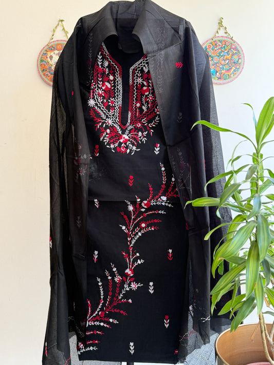 Bengal Handloom – Parsi Work and Knot Work Pure Cotton Embroidered Suit Set