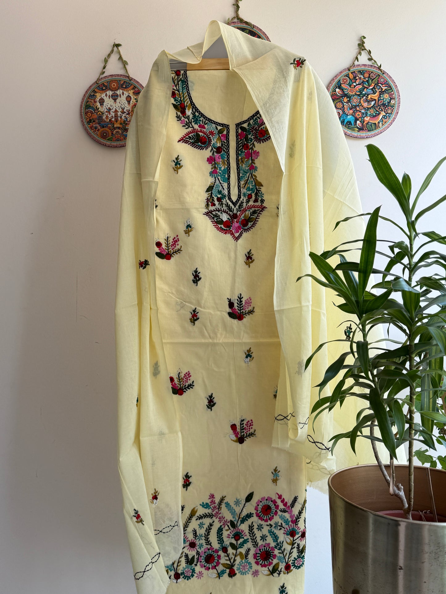 Bengal Handloom – Parsi Work and Knot Work Pure Cotton Embroidered Suit Set