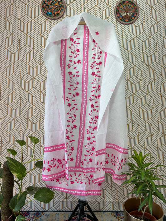 Aligarh's Tradional handcrfted Phoolpatti (applique)- White Base