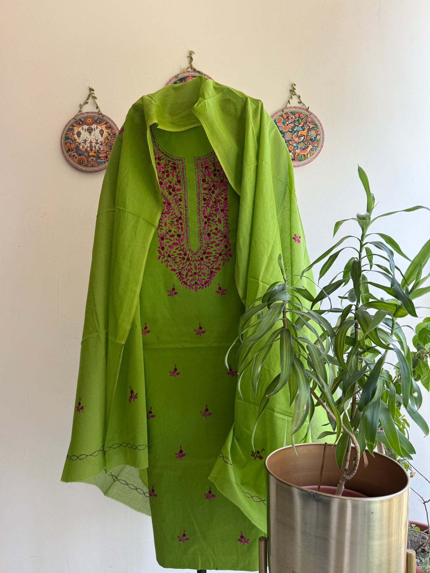 Bengal Handloom – Parsi Work Pure Cotton Embroidered Suit Set