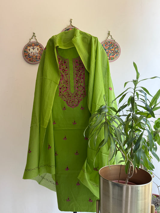 Bengal Handloom – Parsi Work Pure Cotton Embroidered Suit Set