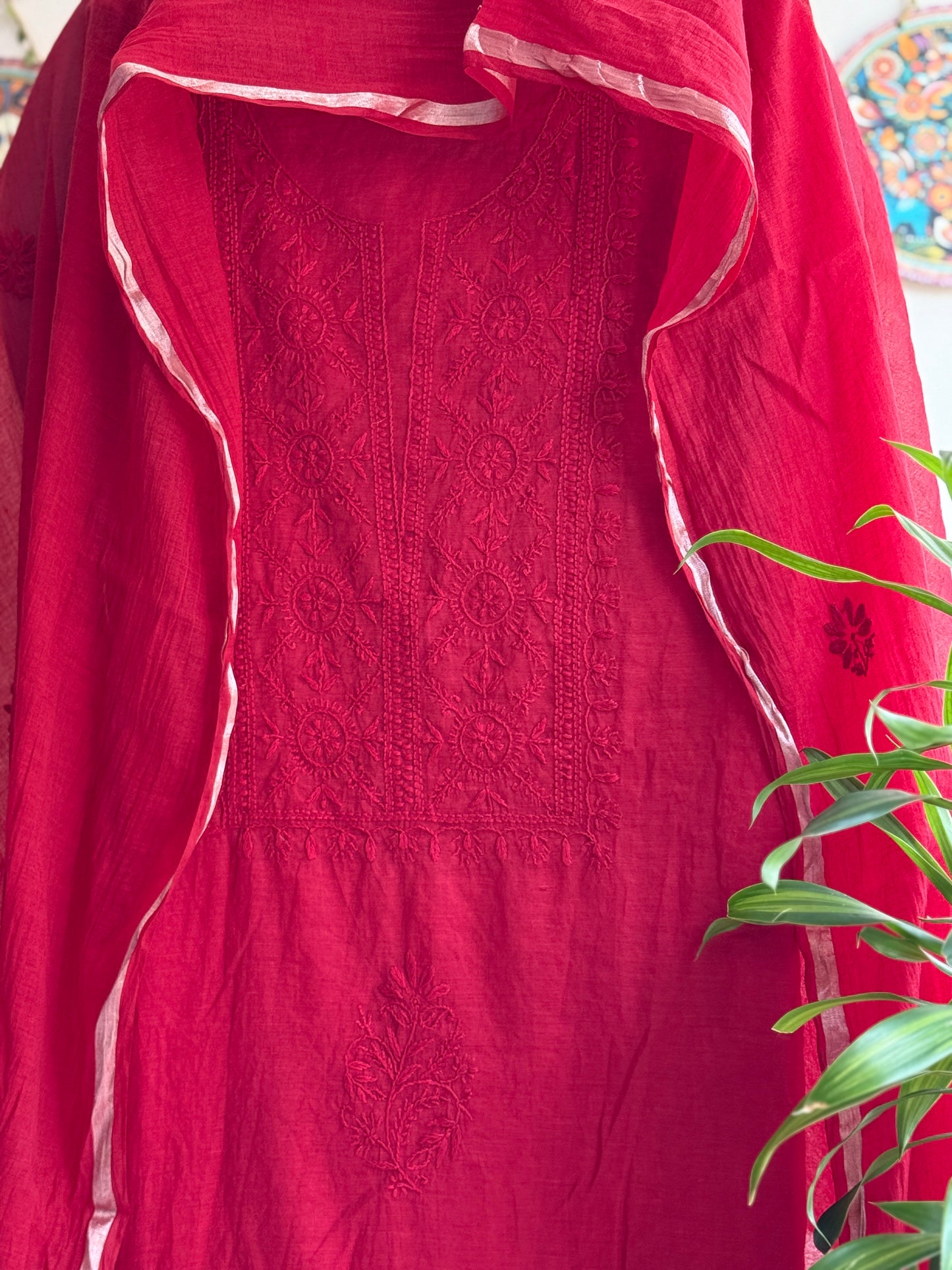 Lucknowi Chikankari Set – Pure Mul Chanderi Handcrafted Elegance