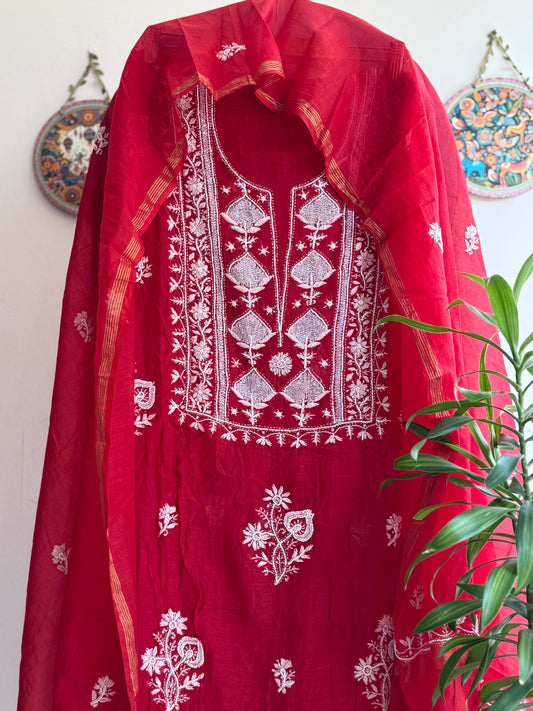 Lucknowi Chikankari suit set Boota work close-up, Sr. No. 5 [5]