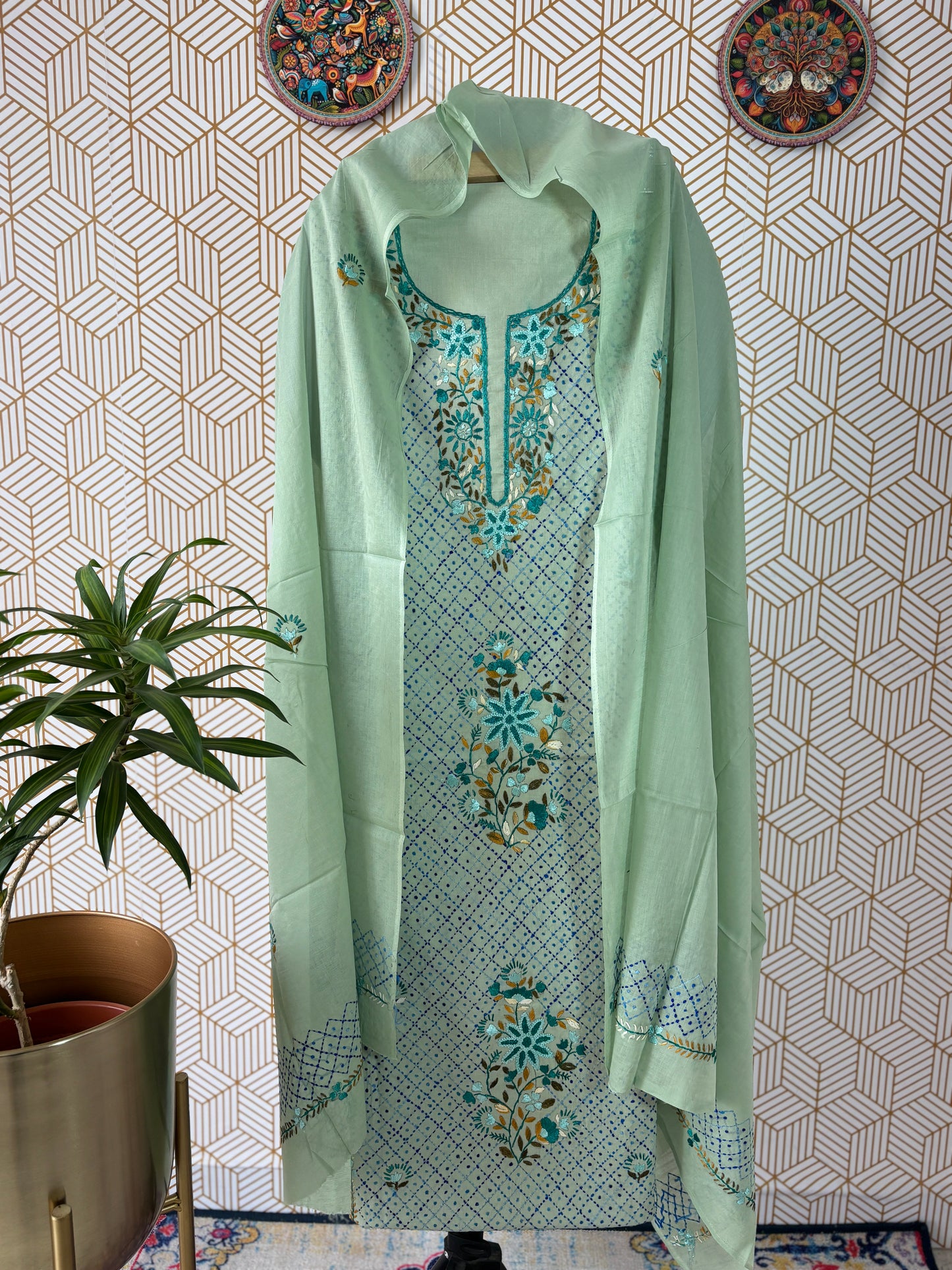 Kantha hand embroidered Suit Set Pure Cotton