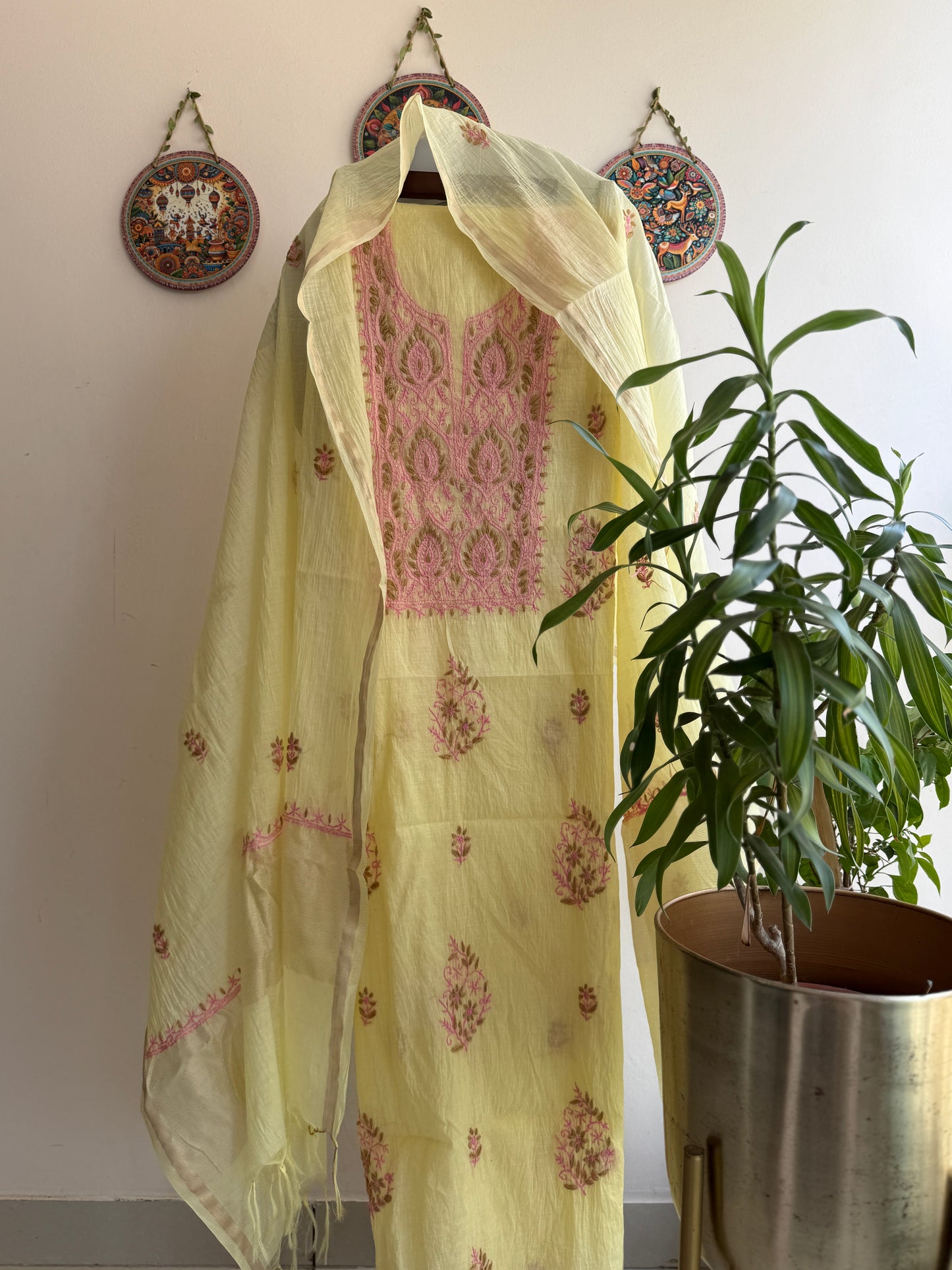 Lucknowi Chikankari Set – Pure Mul Chanderi Handcrafted Elegance