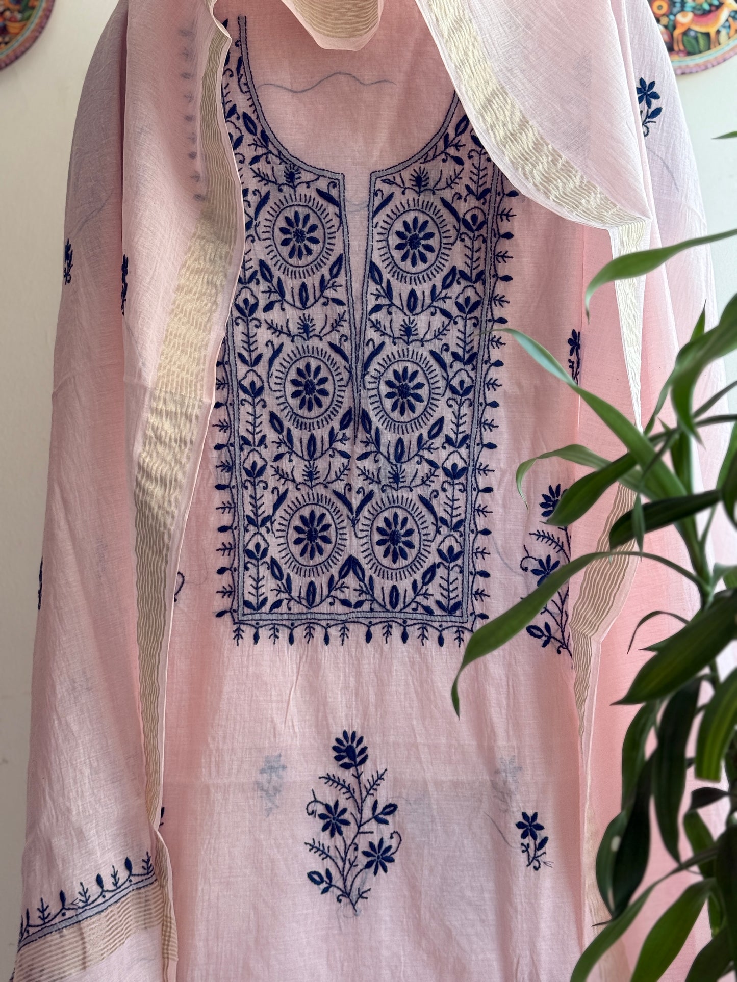 Lucknowi Chikankari Set – Pure Mul Chanderi Handcrafted Elegance