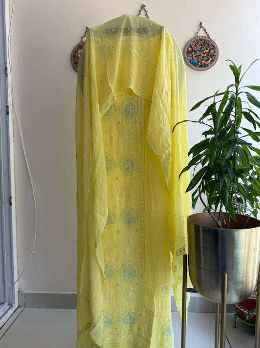 Lucknowi Chikankari in Georgette with add on of Mukaish Work