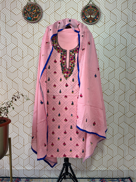 Kantha hand embroidered Suit Set Pure Cotton- French Knot Work