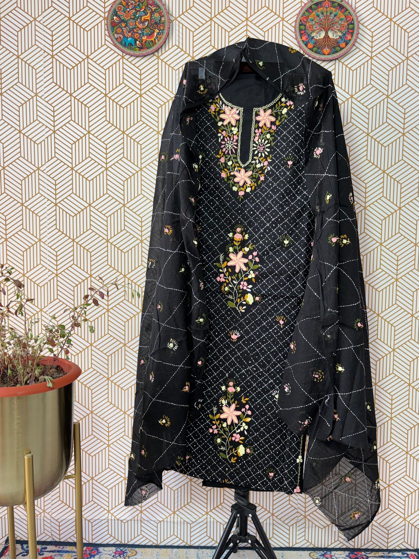 Pure Mul Cotton Kantha Embroidered Suit Set