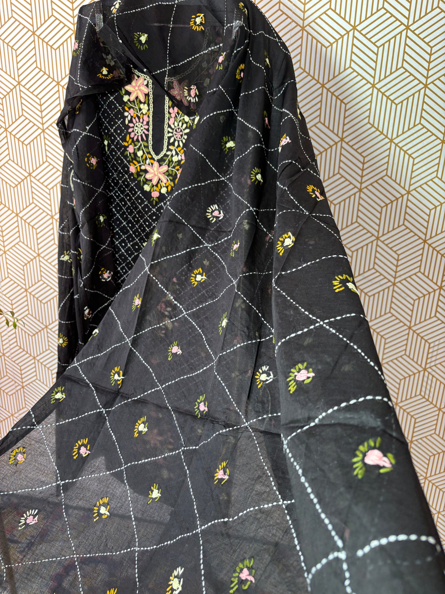 Pure Mul Cotton Kantha Embroidered Suit Set