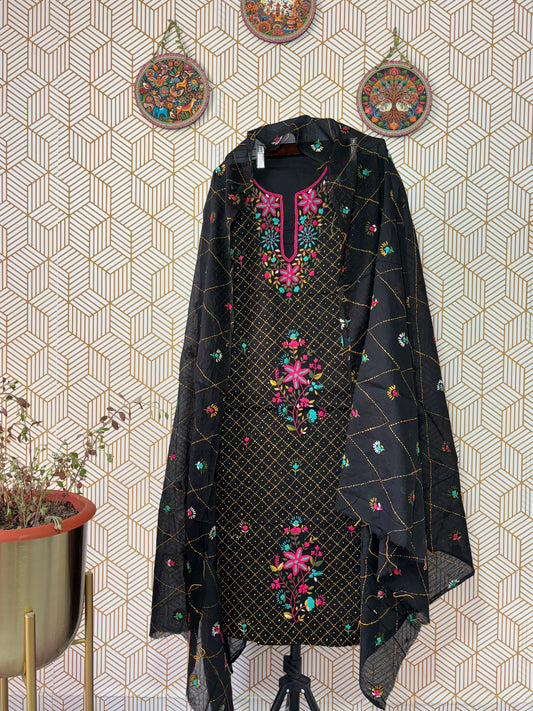 Pure Mul Cotton Kantha Embroidered Suit Set