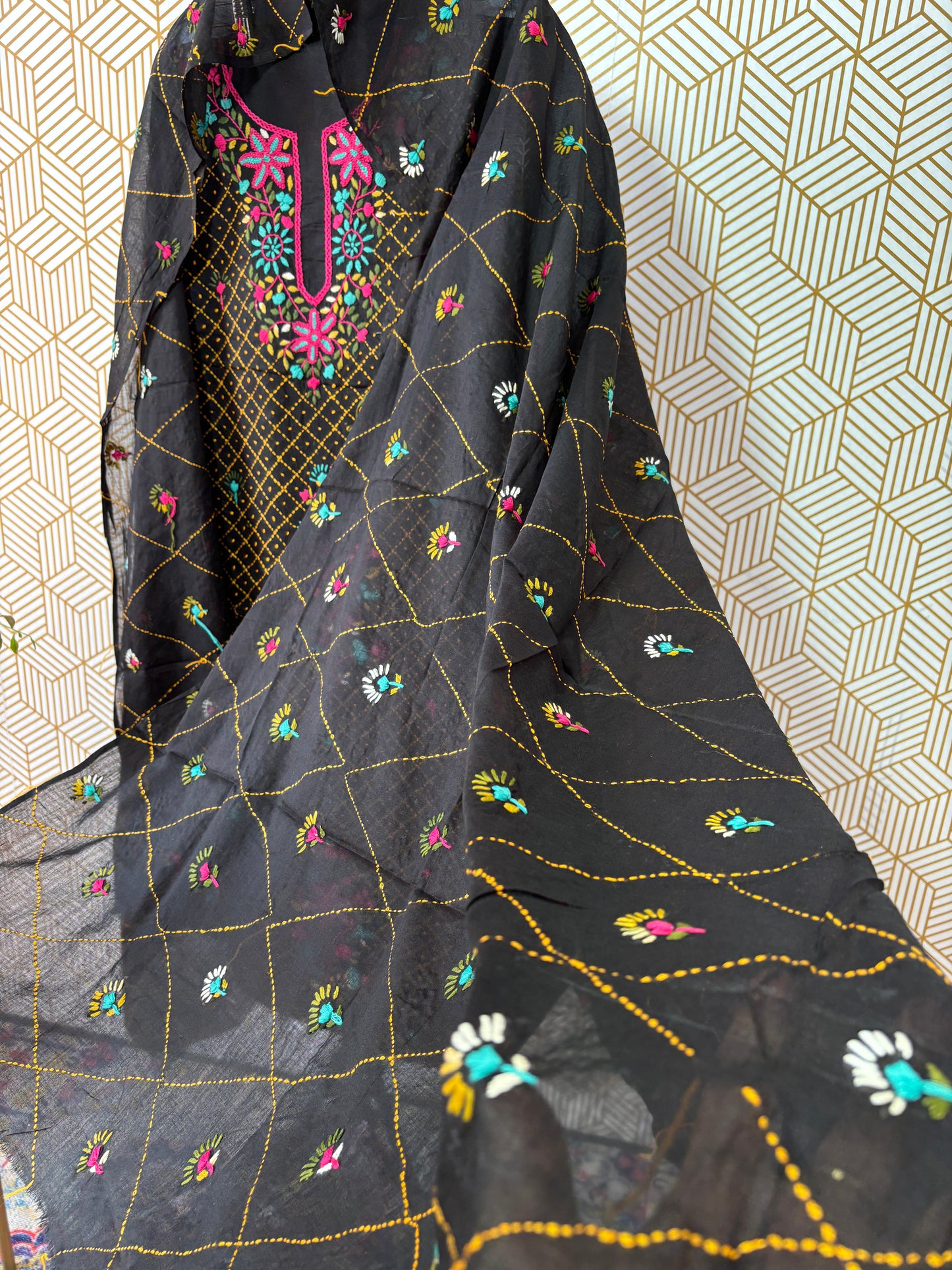 Pure Mul Cotton Kantha Embroidered Suit Set