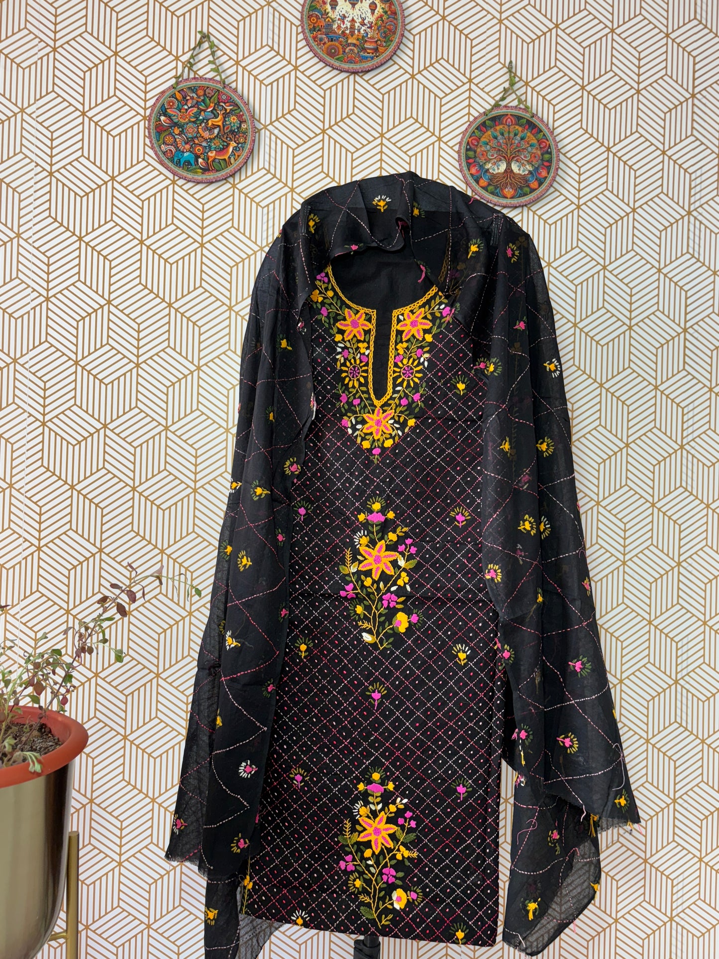 Pure Mul Cotton Kantha Embroidered Suit Set