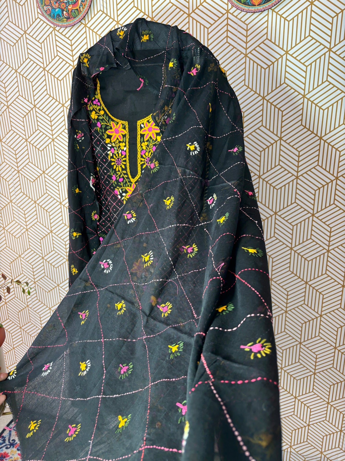 Pure Mul Cotton Kantha Embroidered Suit Set