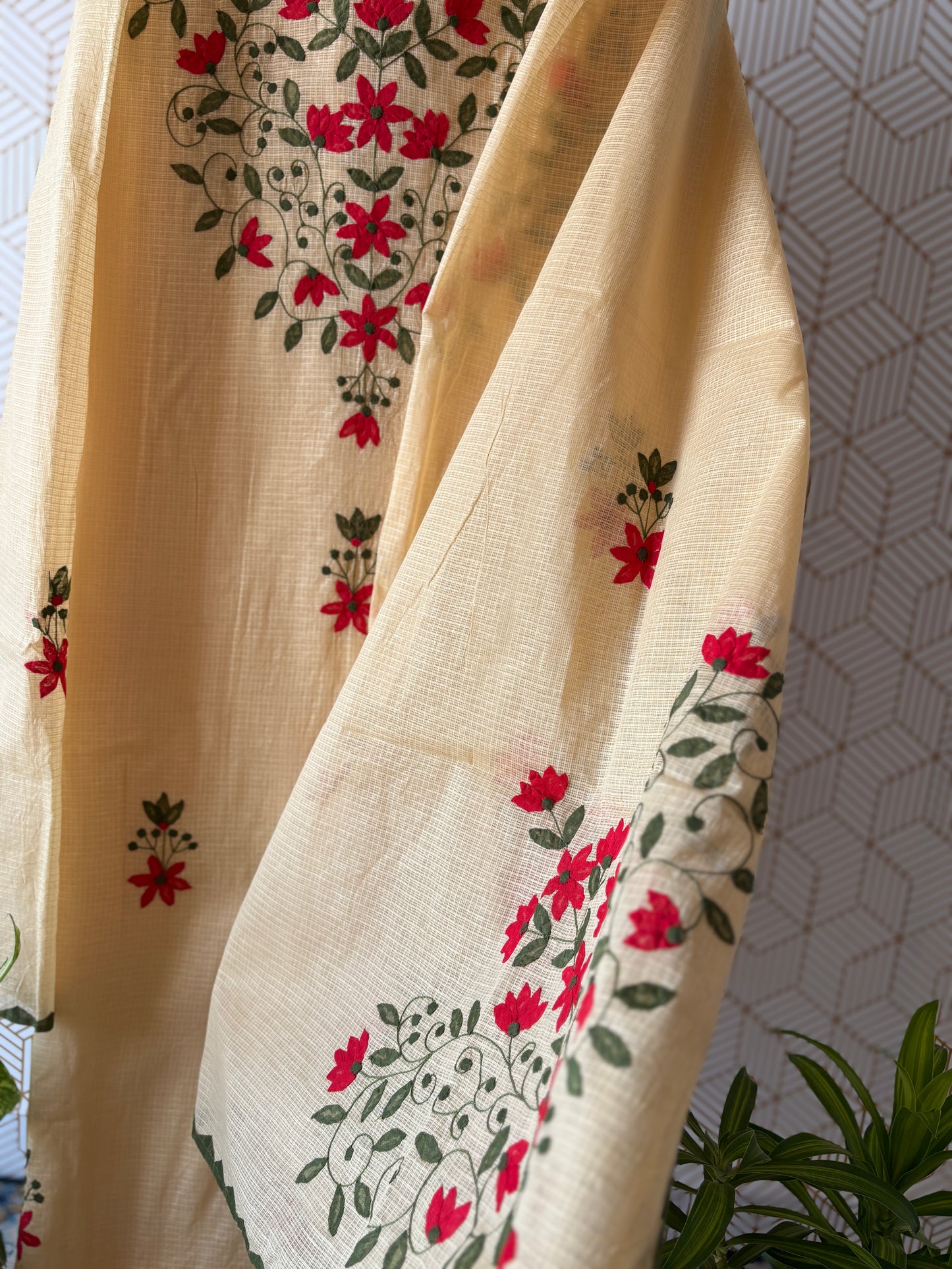 Aligarh's Tradional handcrfted Phoolpatti (applique)- Colored Base with Muliticolor Phoolpatti