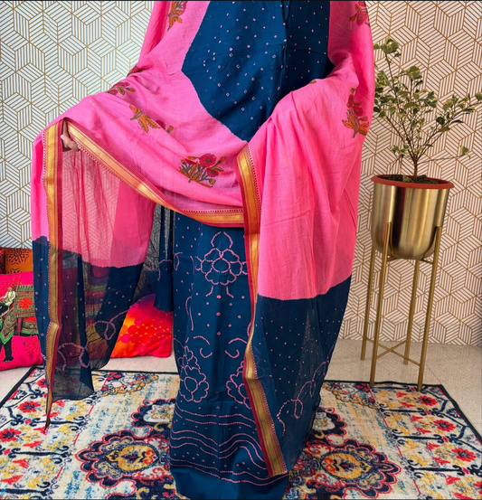 Jamnagar Traditional Pure Cotton Silk Bandhani