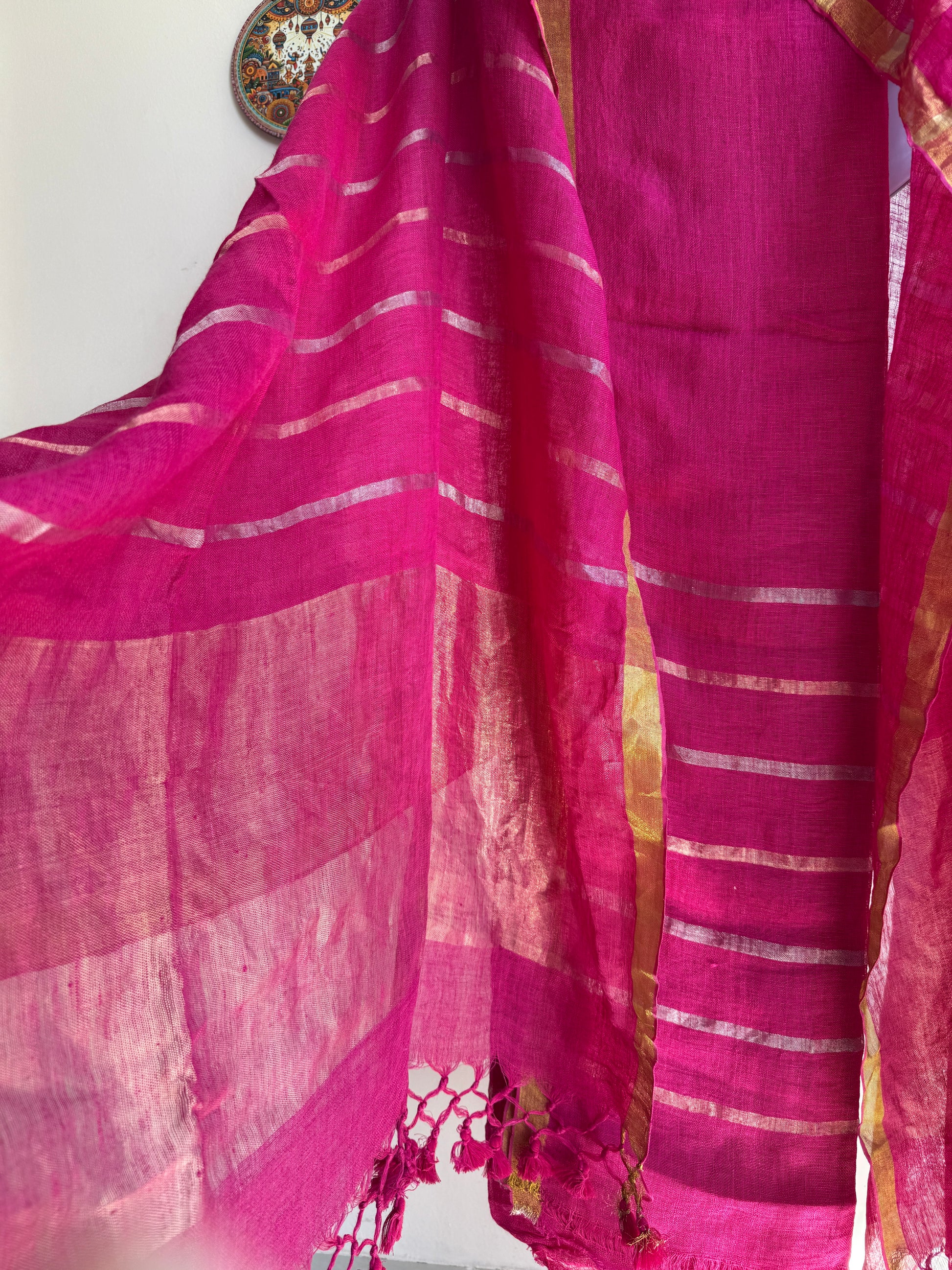 Pure linen Jamdani dupatta with elegant handcrafted weave and lightweight drape