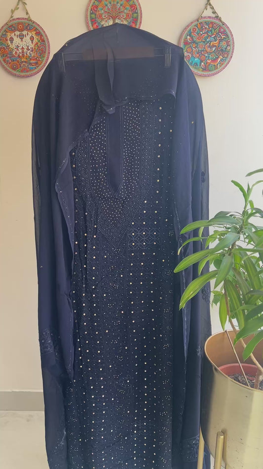 Lucknowi Chikankari in Georgette with add on of Mukaish Work