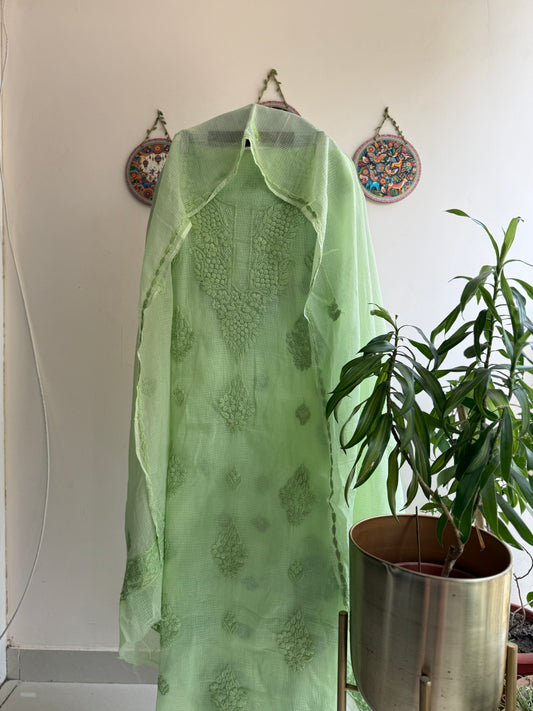 Lucknowi Chikankari Kota Doria Suit Set